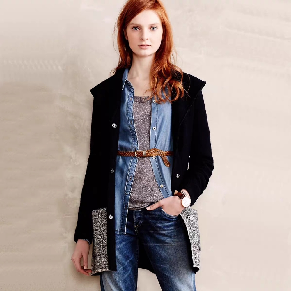 Anthropologie Angel of the North Sweater jacket 100% Wool